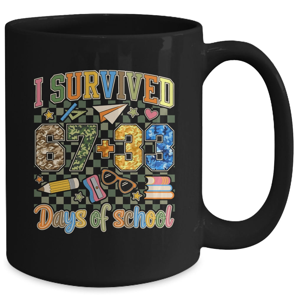 I Survived 100 Days Of School Funny Camo 67 Days Of School Mug | siriusteestore