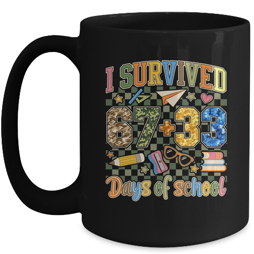 I Survived 100 Days Of School Funny Camo 67 Days Of School Mug | siriusteestore
