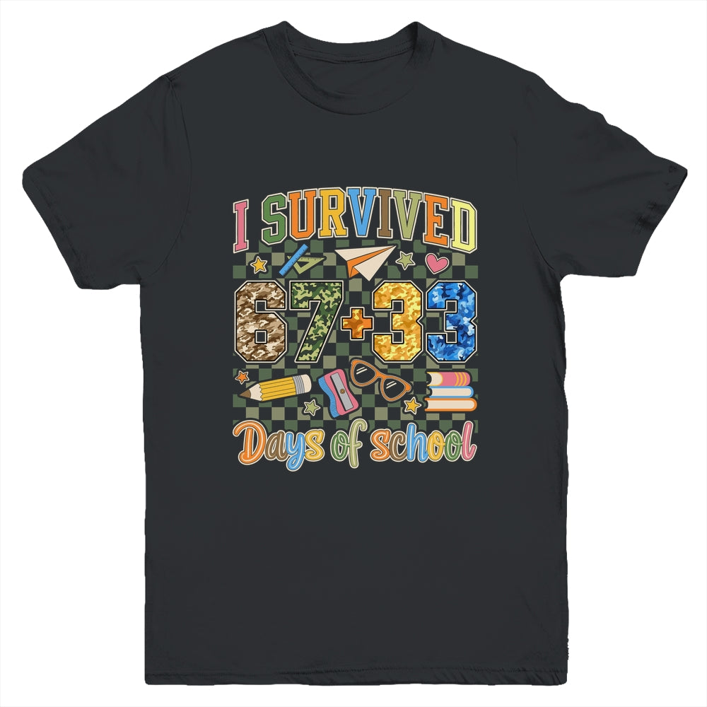 I Survived 100 Days Of School Funny Camo 67 Days Of School Youth Shirt | siriusteestore