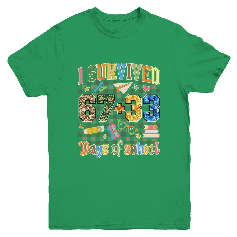 I Survived 100 Days Of School Funny Camo 67 Days Of School Youth Shirt | siriusteestore