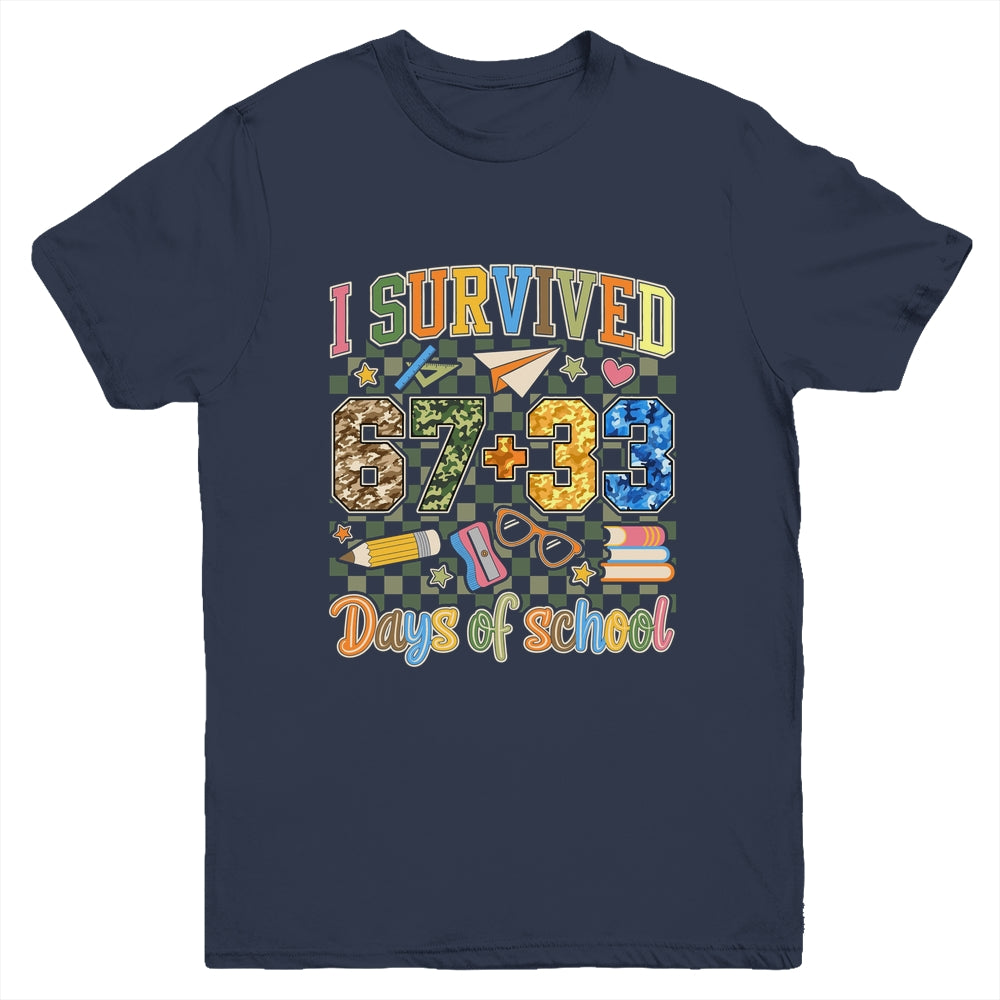 I Survived 100 Days Of School Funny Camo 67 Days Of School Youth Shirt | siriusteestore