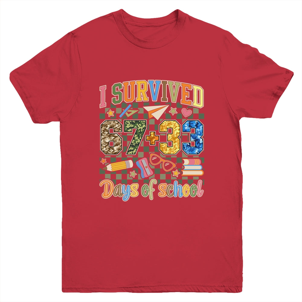 I Survived 100 Days Of School Funny Camo 67 Days Of School Youth Shirt | siriusteestore