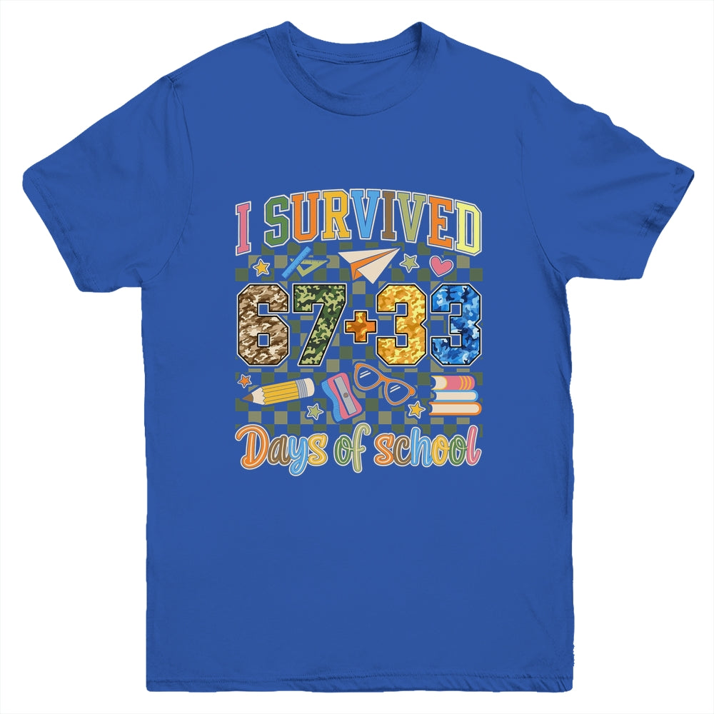I Survived 100 Days Of School Funny Camo 67 Days Of School Youth Shirt | siriusteestore