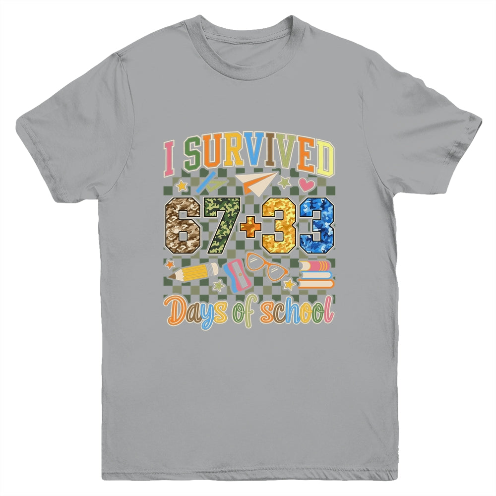 I Survived 100 Days Of School Funny Camo 67 Days Of School Youth Shirt | siriusteestore