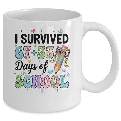 I Survived 67+33 Day Of School Teacher 100 Days Of School Mug | siriusteestore
