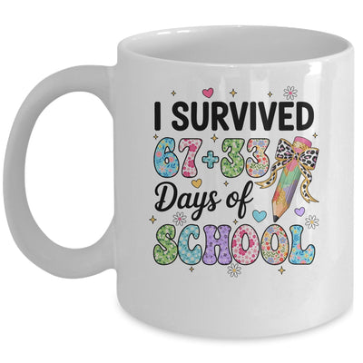 I Survived 67+33 Day Of School Teacher 100 Days Of School Mug | siriusteestore