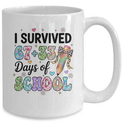 I Survived 67+33 Day Of School Teacher 100 Days Of School Mug | siriusteestore