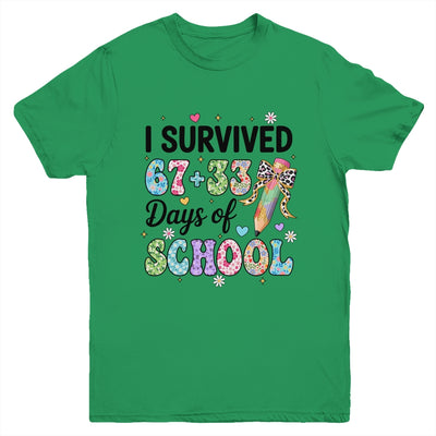 I Survived 67+33 Day Of School Teacher 100 Days Of School Youth Shirt | siriusteestore