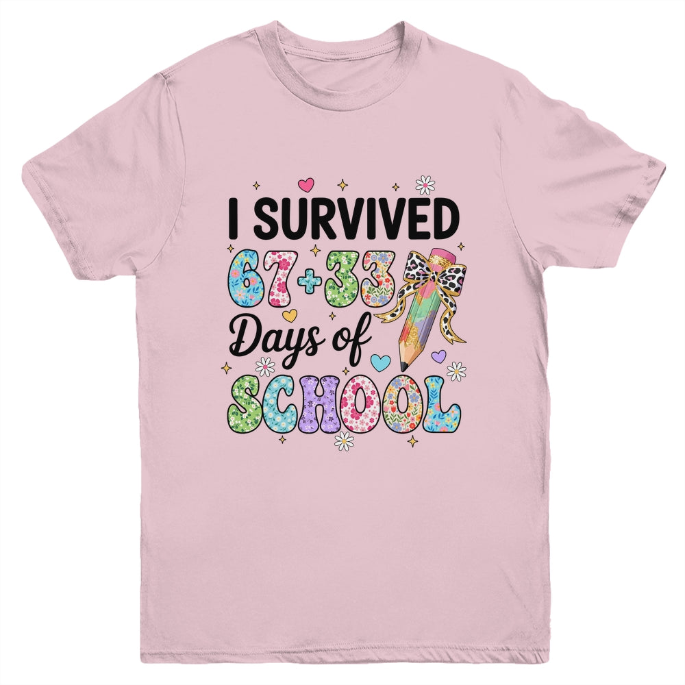 I Survived 67+33 Day Of School Teacher 100 Days Of School Youth Shirt | siriusteestore
