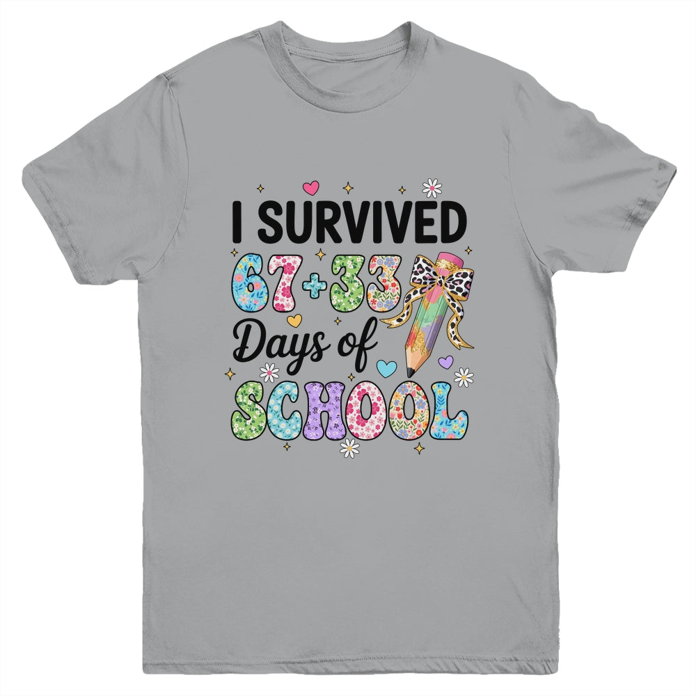 I Survived 67+33 Day Of School Teacher 100 Days Of School Youth Shirt | siriusteestore