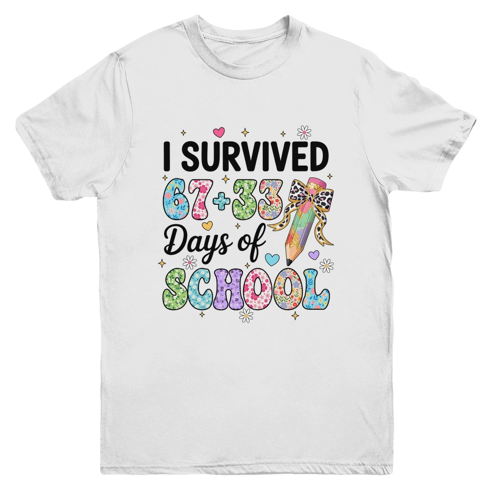 I Survived 67+33 Day Of School Teacher 100 Days Of School Youth Shirt | siriusteestore