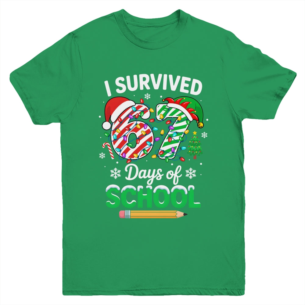 I Survived 67 Days Of School Christmas Teachers Students Youth Shirt | siriusteestore