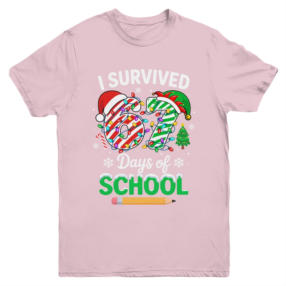 I Survived 67 Days Of School Christmas Teachers Students Youth Shirt | siriusteestore