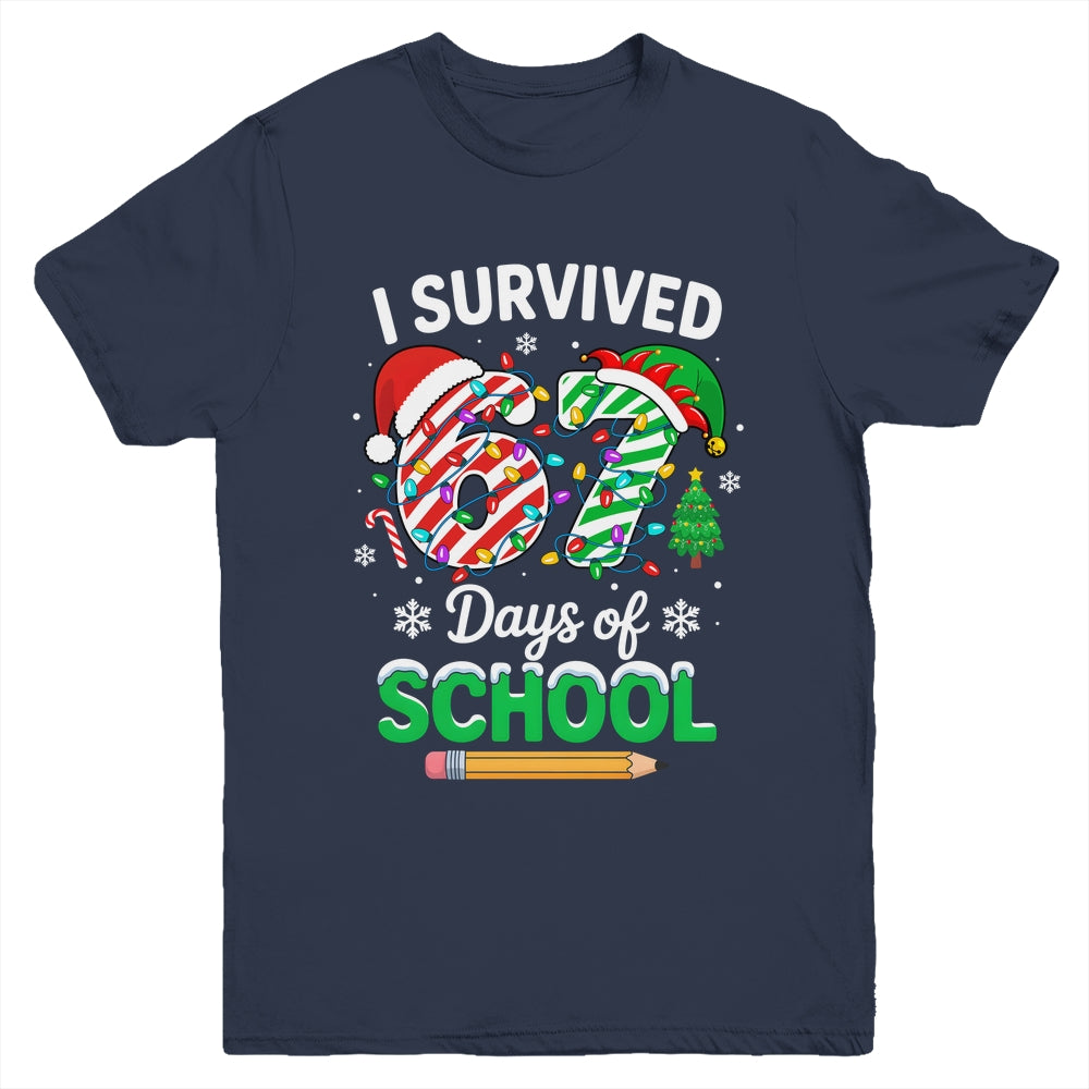 I Survived 67 Days Of School Christmas Teachers Students Youth Shirt | siriusteestore