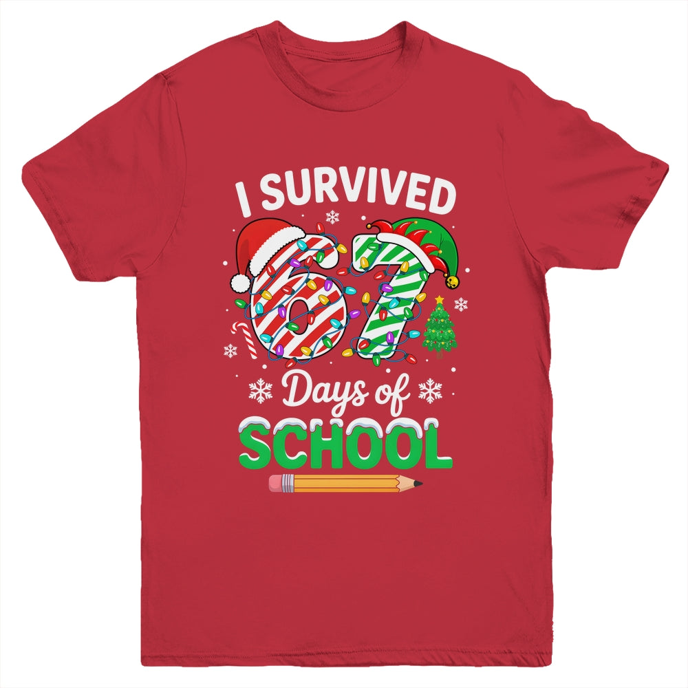 I Survived 67 Days Of School Christmas Teachers Students Youth Shirt | siriusteestore