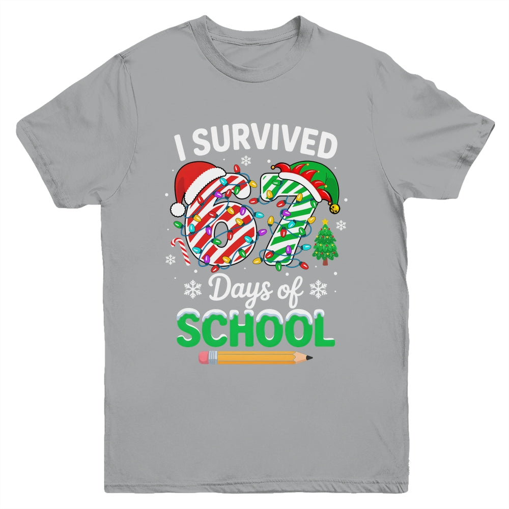 I Survived 67 Days Of School Christmas Teachers Students Youth Shirt | siriusteestore