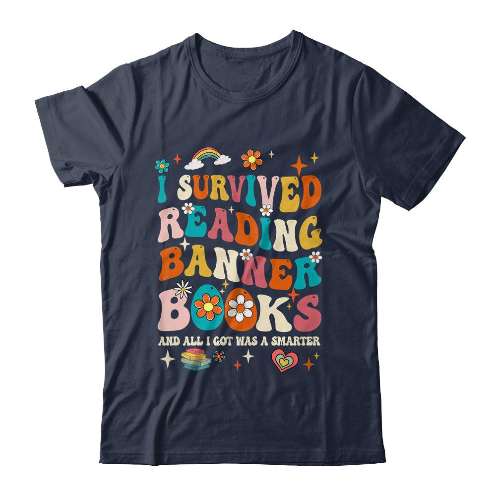 I Survived Reading Banned Books Book Lover Bookaholic Groovy Shirt & Tank Top | siriusteestore
