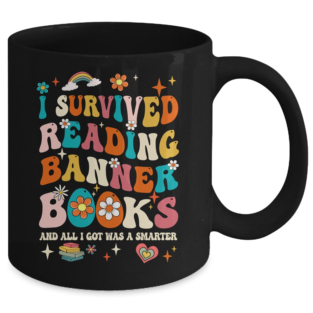 I Survived Reading Banned Books Book Lover Bookaholic Groovy Mug | siriusteestore