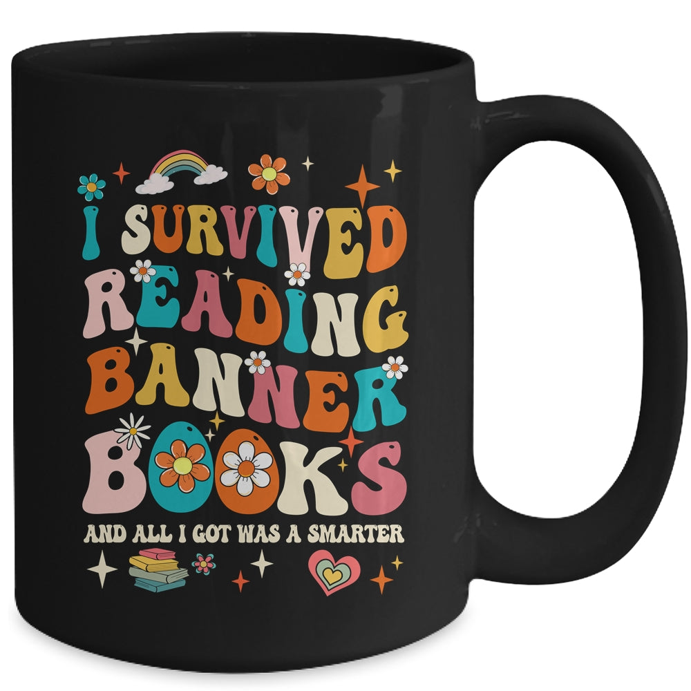 I Survived Reading Banned Books Book Lover Bookaholic Groovy Mug | siriusteestore