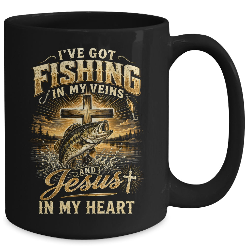 I'Ve Got Fishing In My Veins Jesus In My Heart Christian Men Mug | siriusteestore