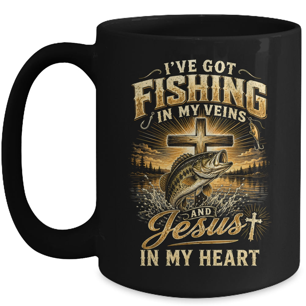 I'Ve Got Fishing In My Veins Jesus In My Heart Christian Men Mug | siriusteestore