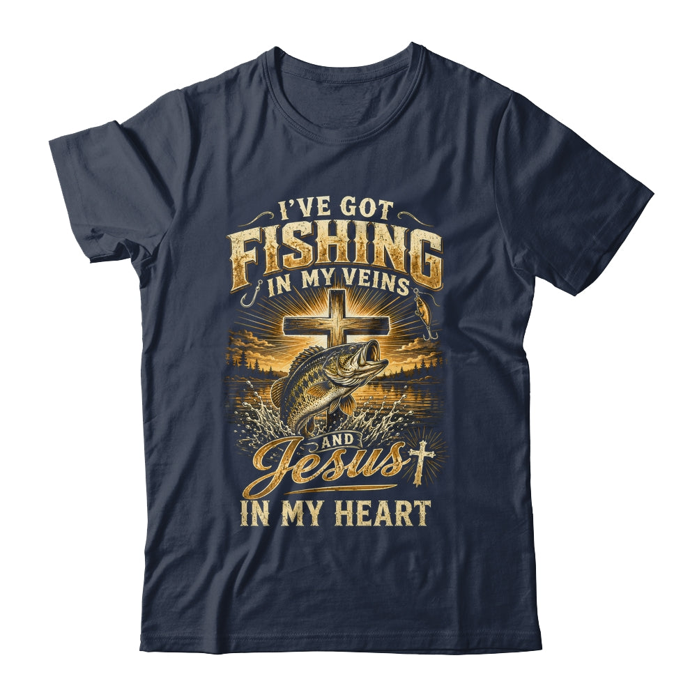 I'Ve Got Fishing In My Veins Jesus In My Heart Christian Men Shirt & Hoodie | siriusteestore