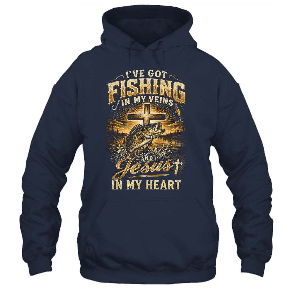 I'Ve Got Fishing In My Veins Jesus In My Heart Christian Men Shirt & Hoodie | siriusteestore