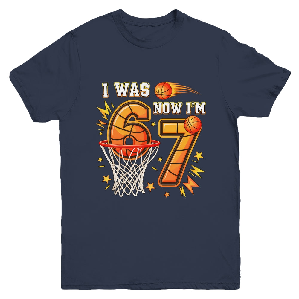 I Was 6 Now I'm 7 Birthday Boy Basketball Funny 6 7 Meme Kid Youth Shirt | siriusteestore