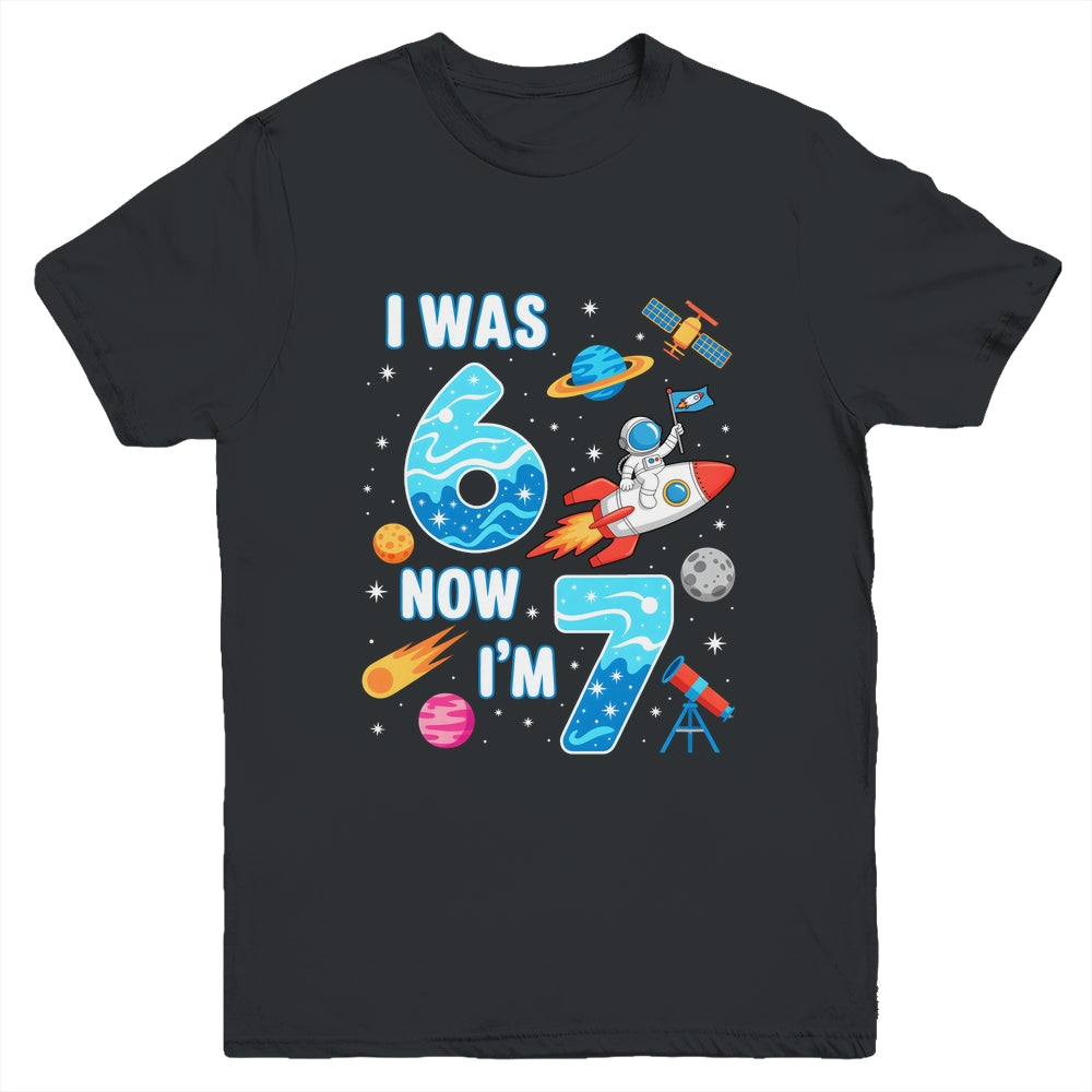 I Was 6 Now I’m 7 Funny 67 Meme 7th Birthday Astronaut Boy Youth Shirt | siriusteestore