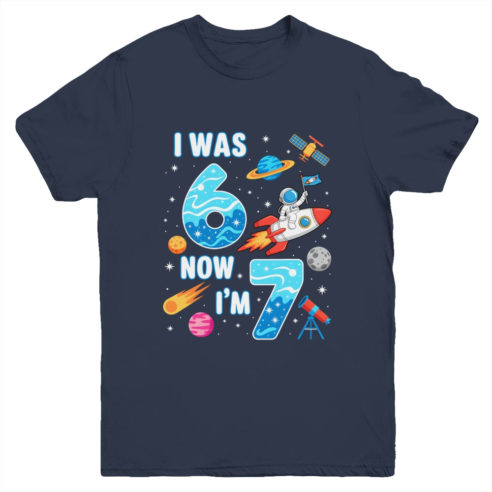 I Was 6 Now I’m 7 Funny 67 Meme 7th Birthday Astronaut Boy Youth Shirt | siriusteestore