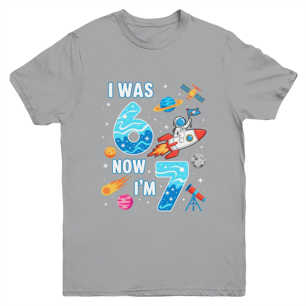 I Was 6 Now I’m 7 Funny 67 Meme 7th Birthday Astronaut Boy Youth Shirt | siriusteestore