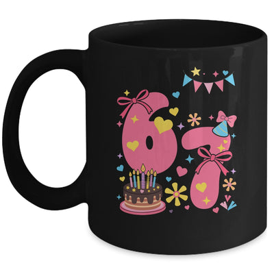 I Was 6 Now I'm 7 Year Old Birthday 7th Kids Coquette Bow Mug | siriusteestore