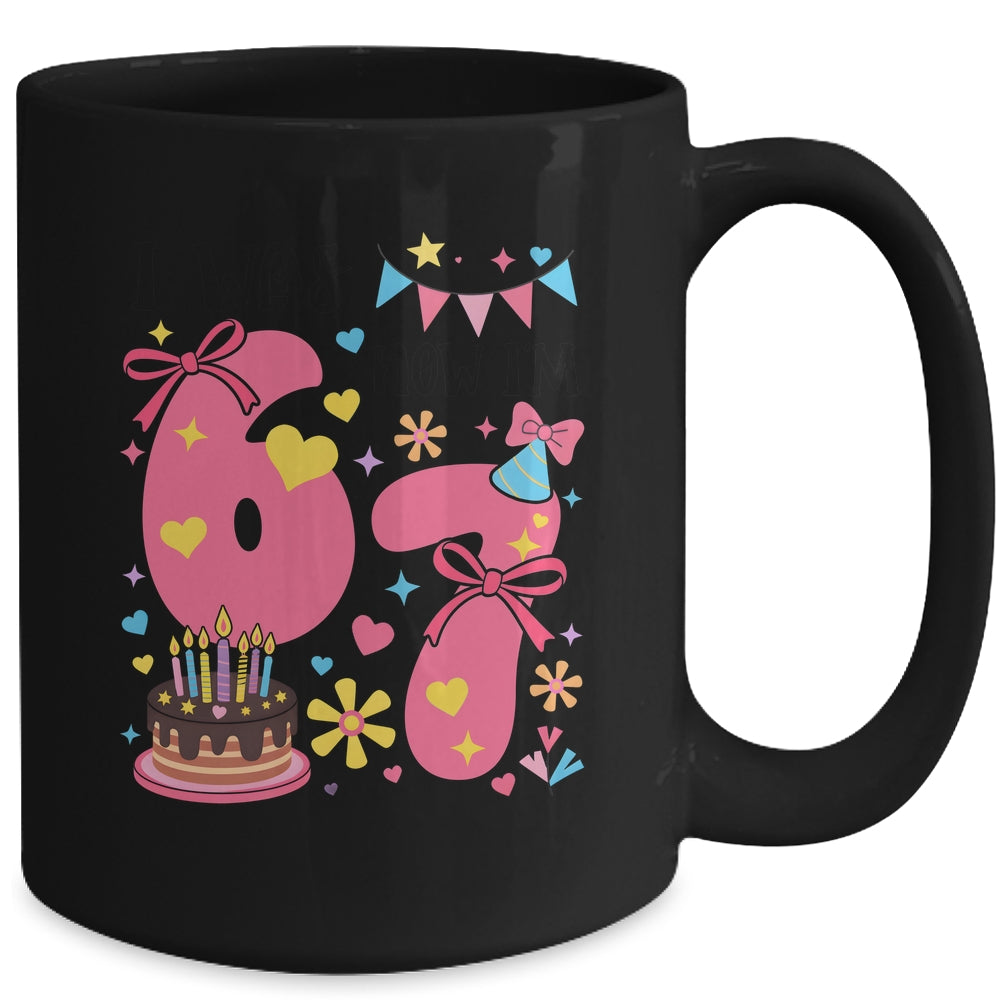 I Was 6 Now I'm 7 Year Old Birthday 7th Kids Coquette Bow Mug | siriusteestore