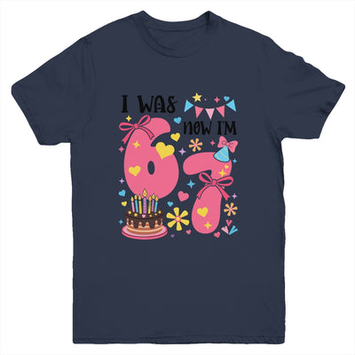 I Was 6 Now I'm 7 Year Old Birthday 7th Kids Coquette Bow Youth Shirt | siriusteestore