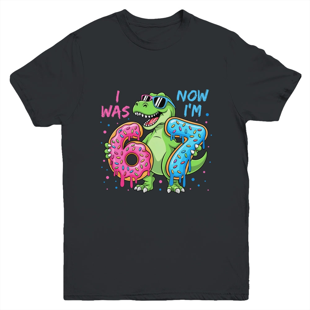 I Was Six Now I'm Seven Dinosaur 67 Meme 7th Birthday Youth Shirt | siriusteestore