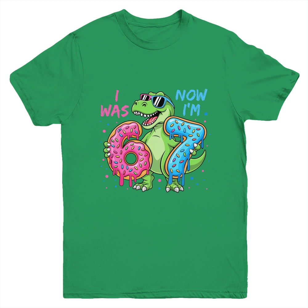 I Was Six Now I'm Seven Dinosaur 67 Meme 7th Birthday Youth Shirt | siriusteestore
