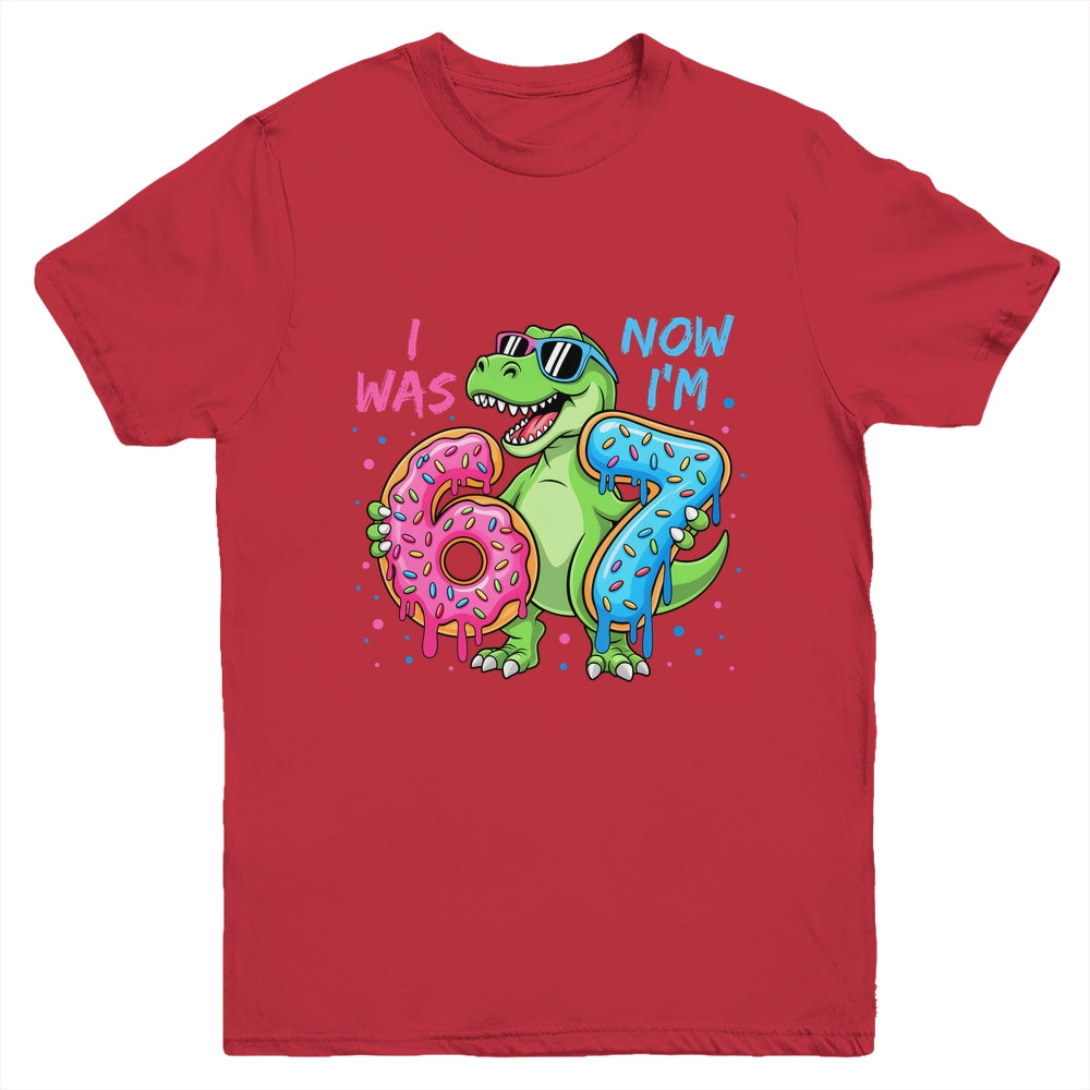 I Was Six Now I'm Seven Dinosaur 67 Meme 7th Birthday Youth Shirt | siriusteestore