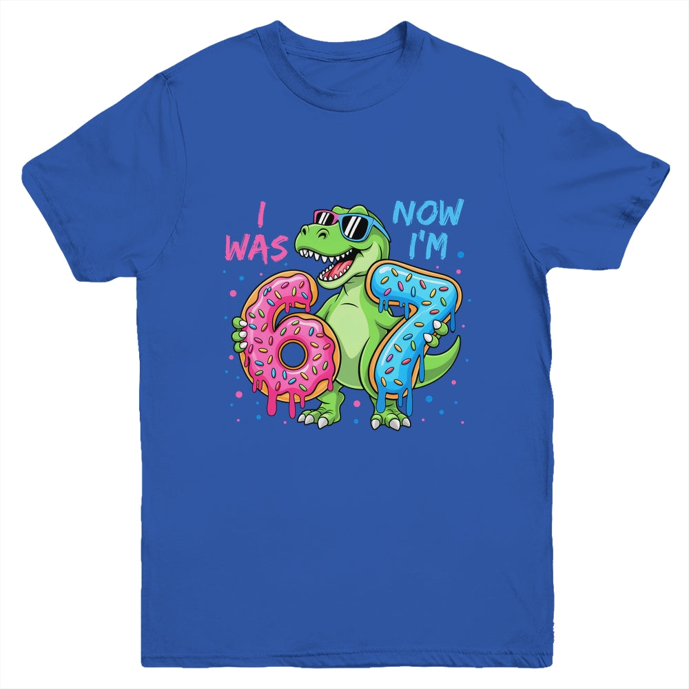 I Was Six Now I'm Seven Dinosaur 67 Meme 7th Birthday Youth Shirt | siriusteestore