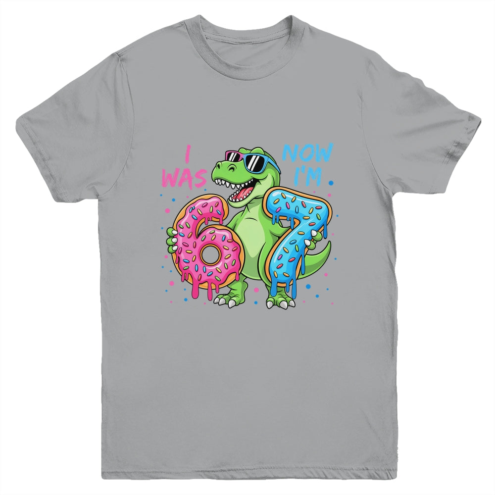 I Was Six Now I'm Seven Dinosaur 67 Meme 7th Birthday Youth Shirt | siriusteestore