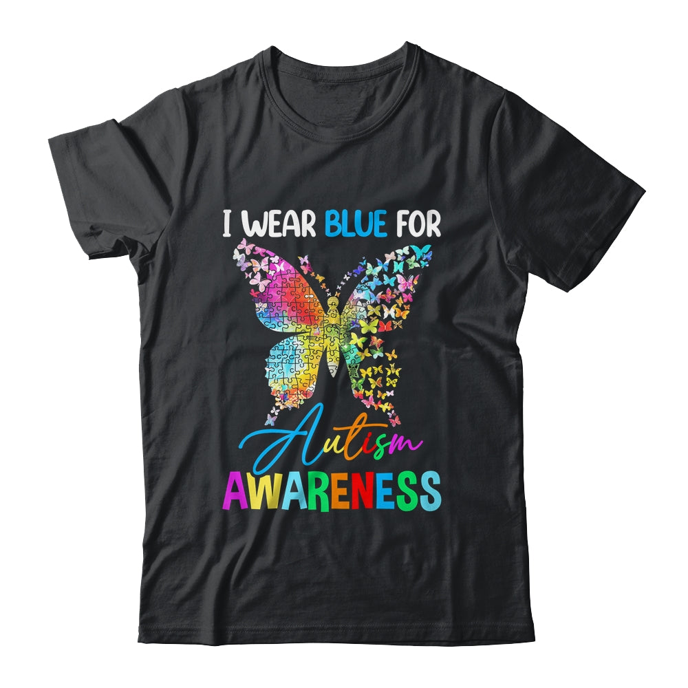 I Wear Blue For Autism Awareness Month Butterfly Women Kids Shirt & Tank Top | siriusteestore