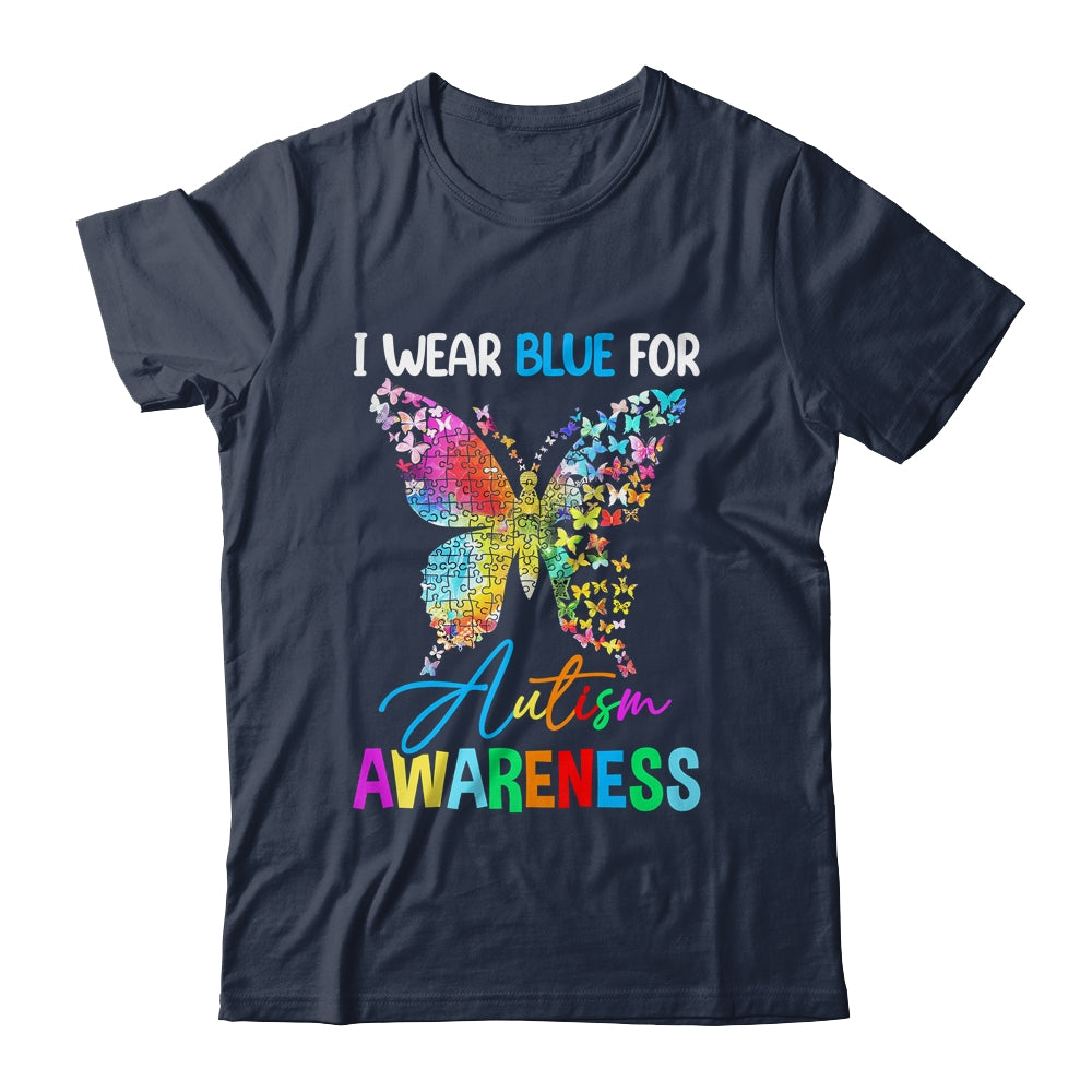 I Wear Blue For Autism Awareness Month Butterfly Women Kids Shirt & Tank Top | siriusteestore