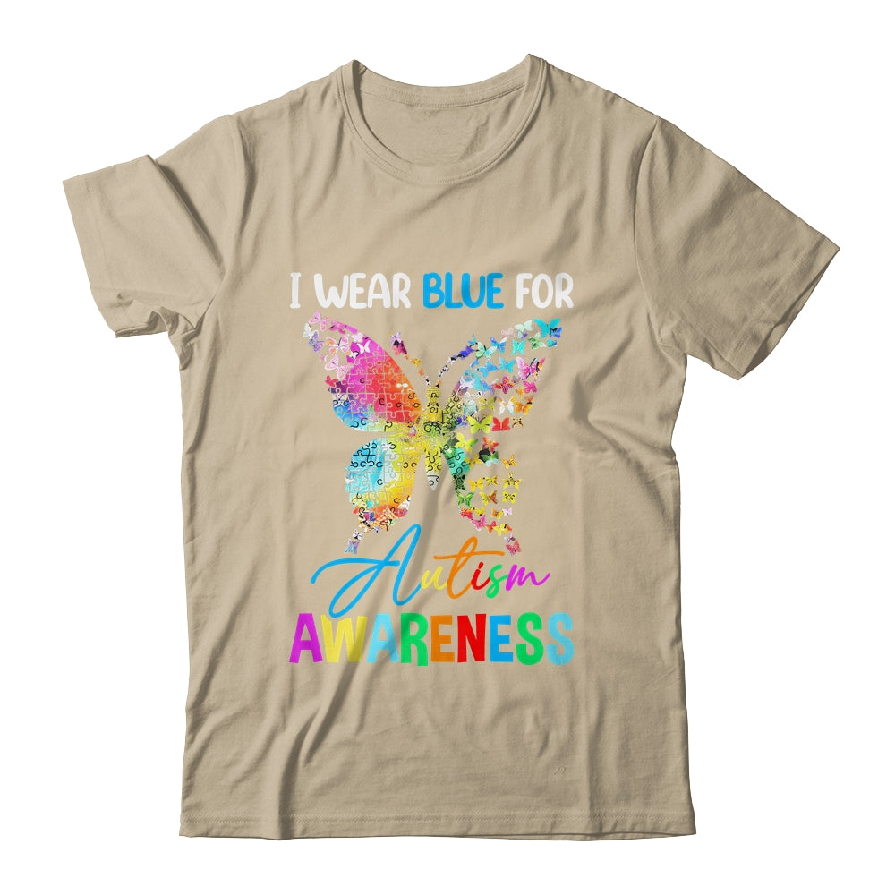 I Wear Blue For Autism Awareness Month Butterfly Women Kids Shirt & Tank Top | siriusteestore