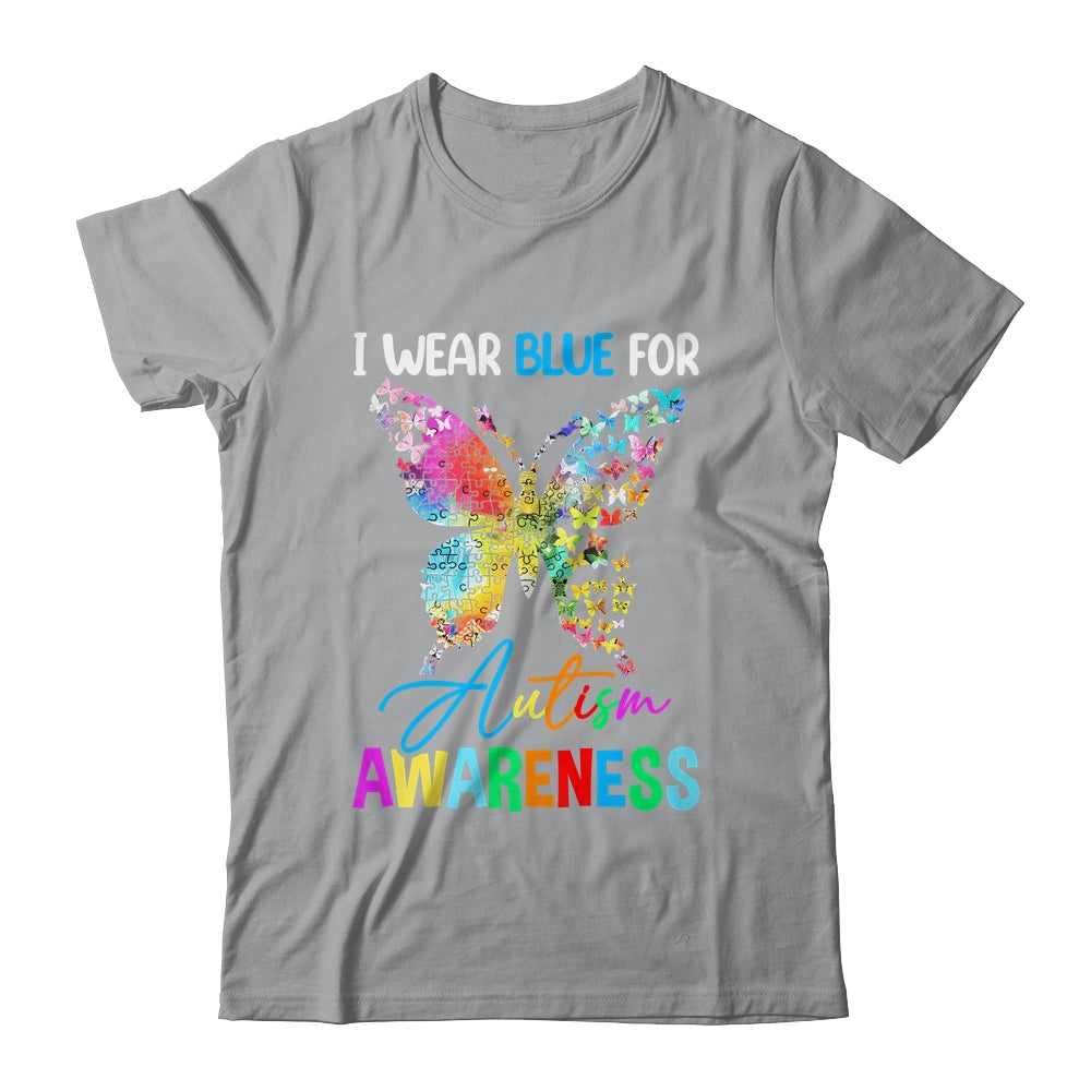 I Wear Blue For Autism Awareness Month Butterfly Women Kids Shirt & Tank Top | siriusteestore