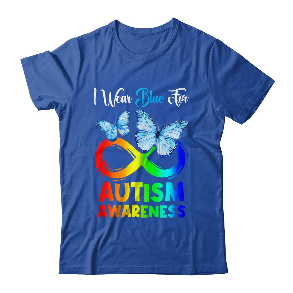 I Wear Blue For Autism Awareness Month Infinity Butterfly Shirt & Tank Top | siriusteestore