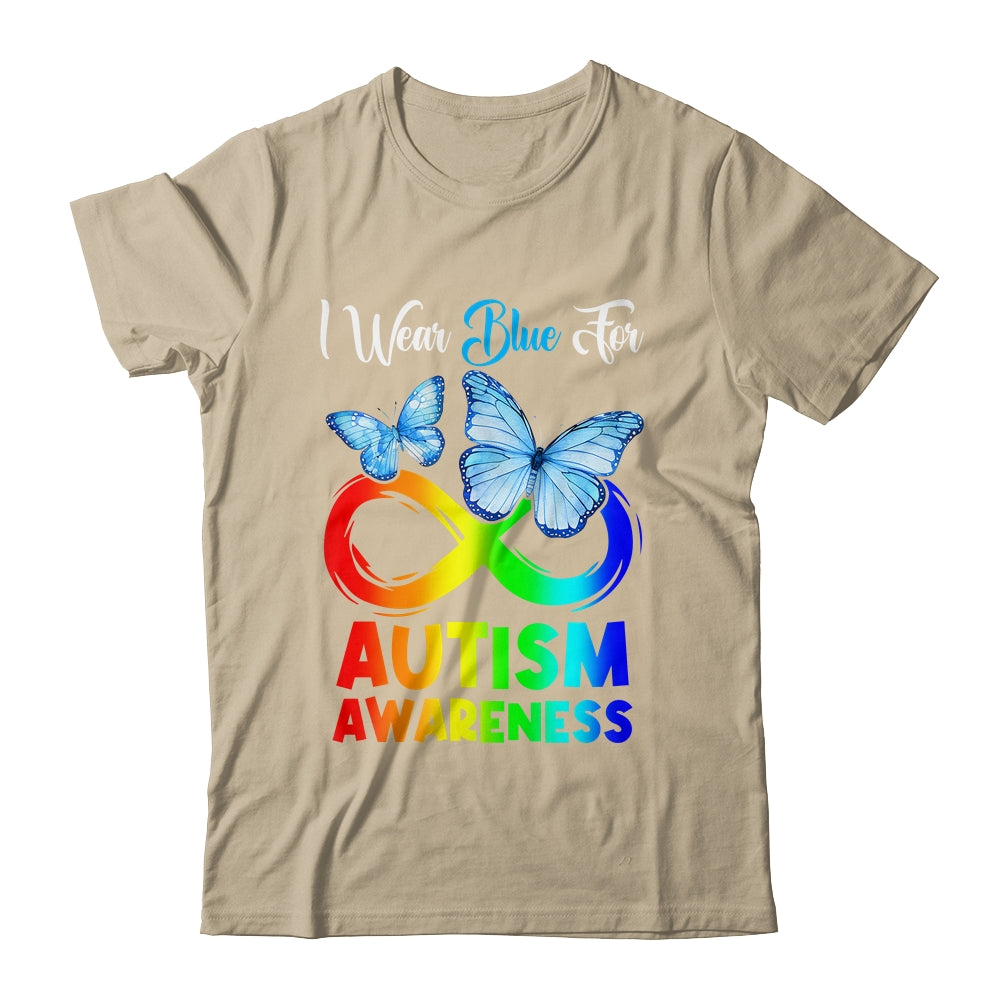 I Wear Blue For Autism Awareness Month Infinity Butterfly Shirt & Tank Top | siriusteestore