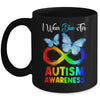 I Wear Blue For Autism Awareness Month Infinity Butterfly Mug | siriusteestore