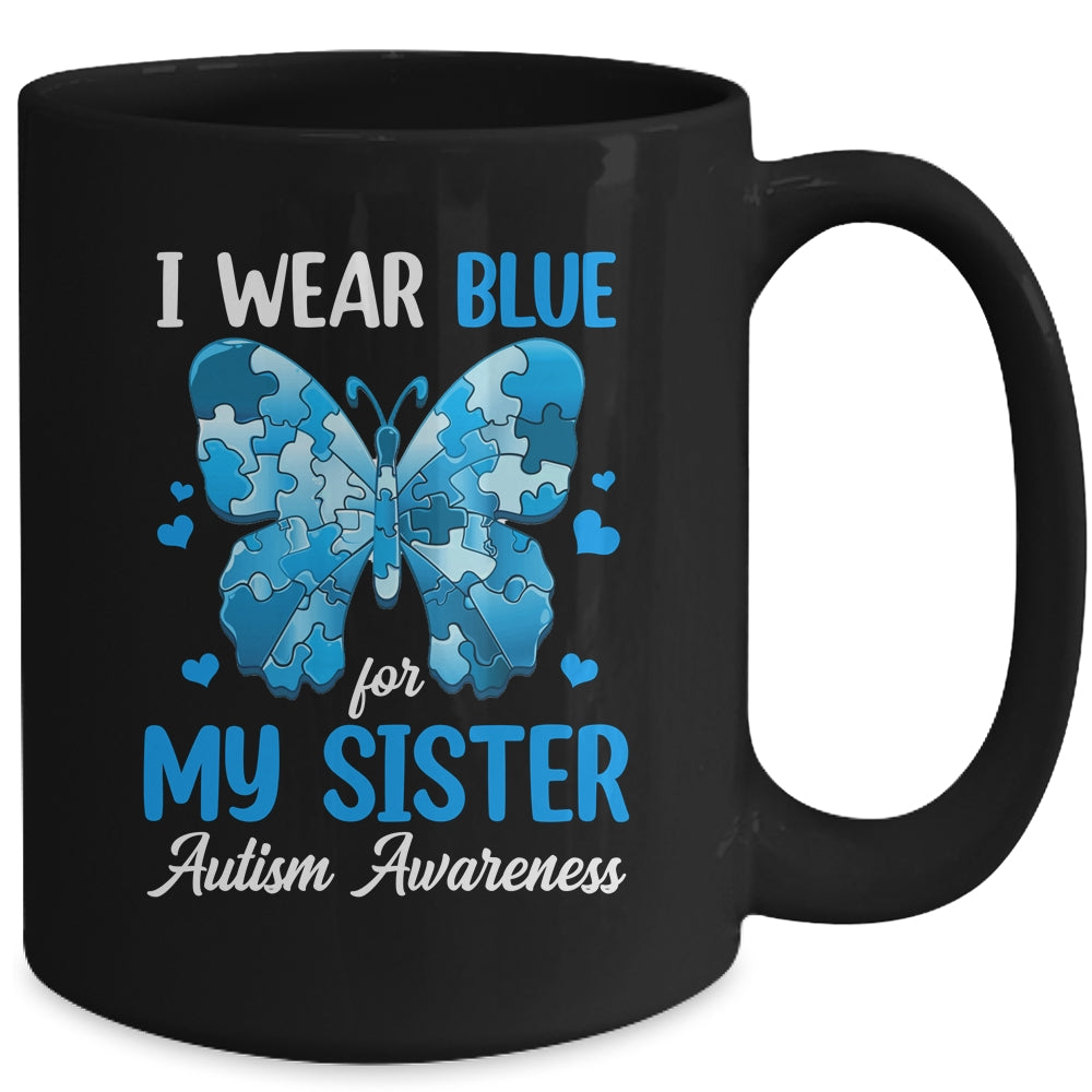 I Wear Blue For My Sister Autism Awareness Brother Girl Kids Mug | siriusteestore