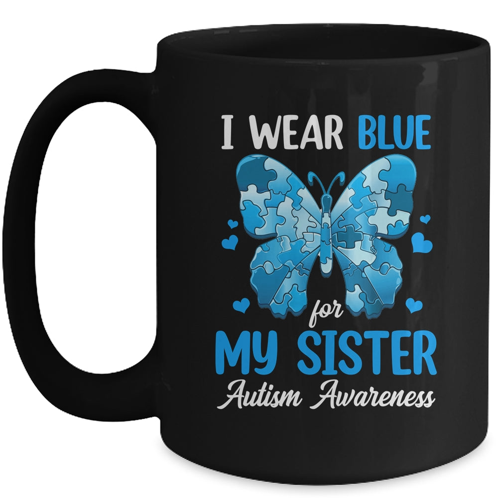I Wear Blue For My Sister Autism Awareness Brother Girl Kids Mug | siriusteestore