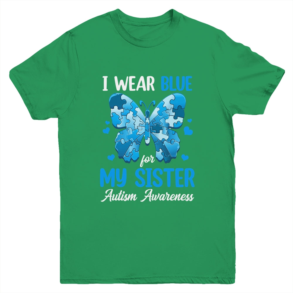 I Wear Blue For My Sister Autism Awareness Brother Girl Kids Youth Shirt | siriusteestore