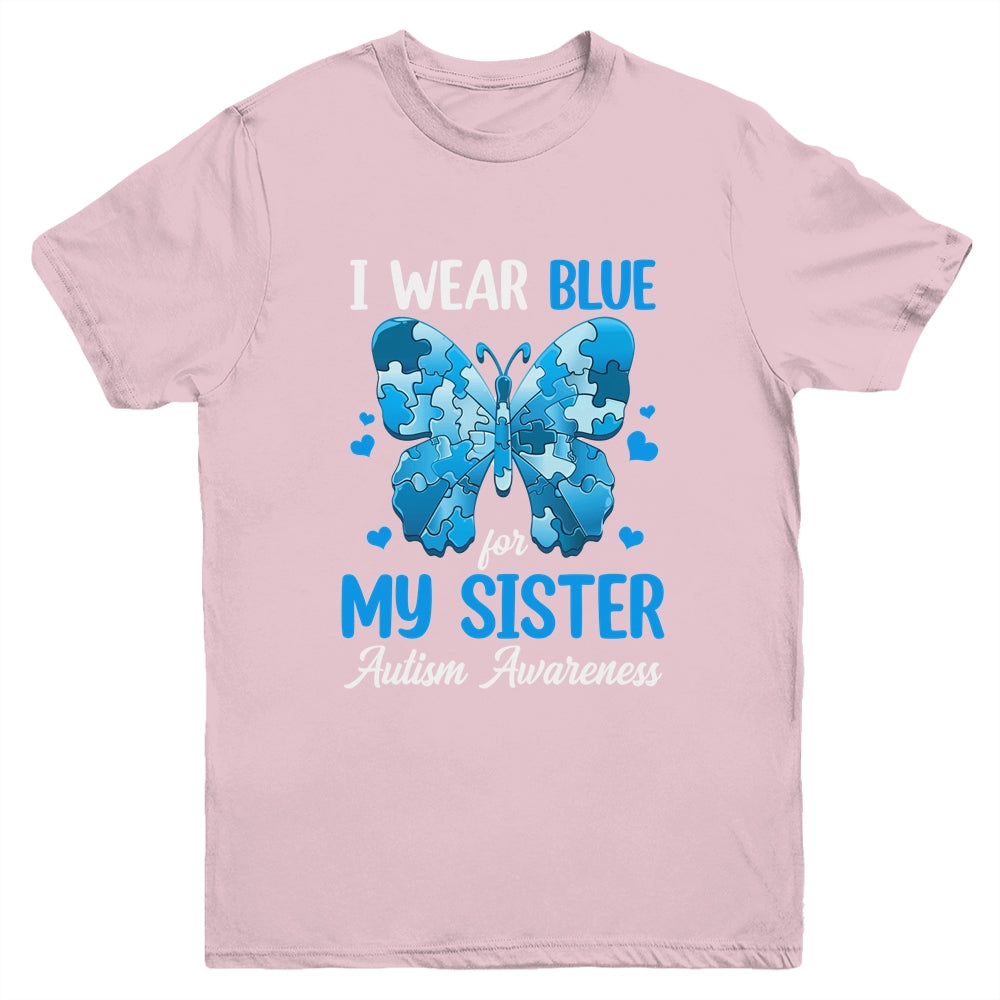 I Wear Blue For My Sister Autism Awareness Brother Girl Kids Youth Shirt | siriusteestore